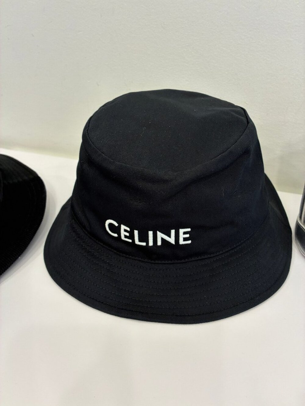 NEW Authentic CELINE Logo Black Bucket Hat Medium